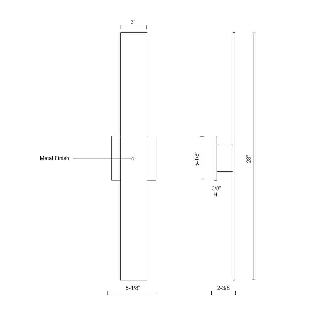 Vesta Black Aluminum 28" LED Wall Sconce