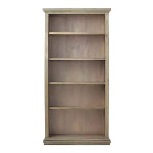 72 in. Antique Gray Wood 5-shelf Standard Bookcase with Adjustable Shelves