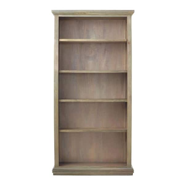  72 in. Antique Gray Wood 5-shelf Standard Bookcase with Adjustable Shelves