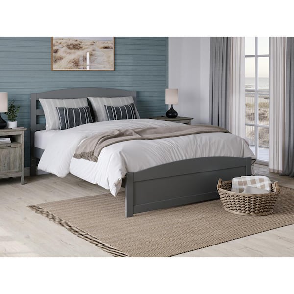AFI Warren 53-1/2 in. W Grey Full Solid Wood Frame with Footboard and Attachable USB Device Charger Platform Bed