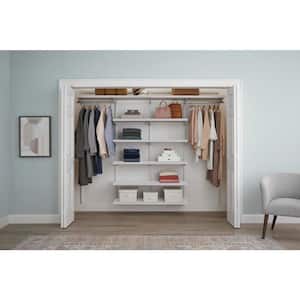 Genevieve 8 ft. White Adjustable Closet Organizer Long Hanging Rod with 12 Shelves