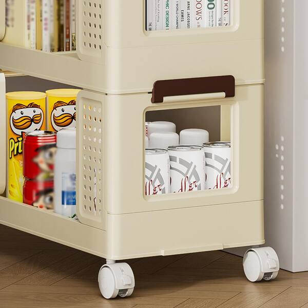 Kitchen & Dining Room Cart Drawer Basket Shelf Storage Rack with orders Rolling Wheel