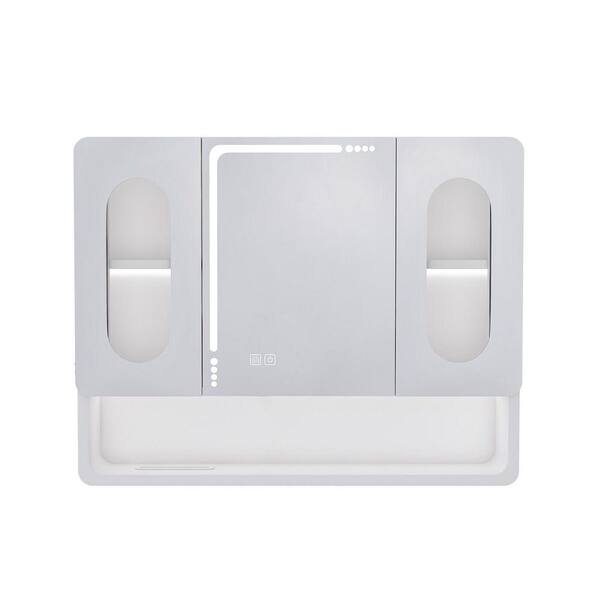 Avex White 35.43 in. W x 27.56 in. H Rectangular Aluminium Medicine Cabinet with Mirror and LED Lights