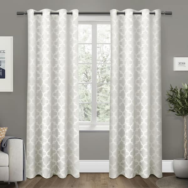 EXCLUSIVE HOME Cartago Vanilla Ogee Woven Room Darkening Grommet Top Curtain, 54 in. W x 108 in. L (Set of 2)