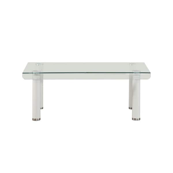 Acme Furniture Gordias 47 in. White/Clear Large Rectangle Glass Coffee Table