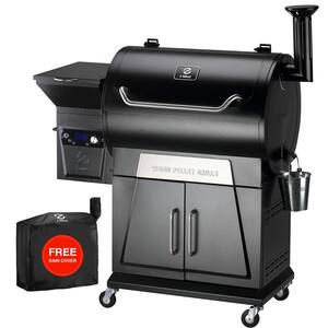 694 sq. in. Pellet Grill and Smoker with Cabinet Storage, Black