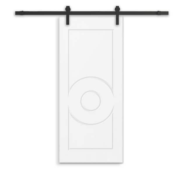 CALHOME 30 in. x 96 in. White Painted Composite MDF Paneled Interior Sliding Barn Door with Hardware Kit