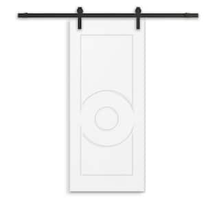 42 in. x 96 in. White Stained Composite MDF Paneled Interior Sliding Barn Door with Hardware Kit