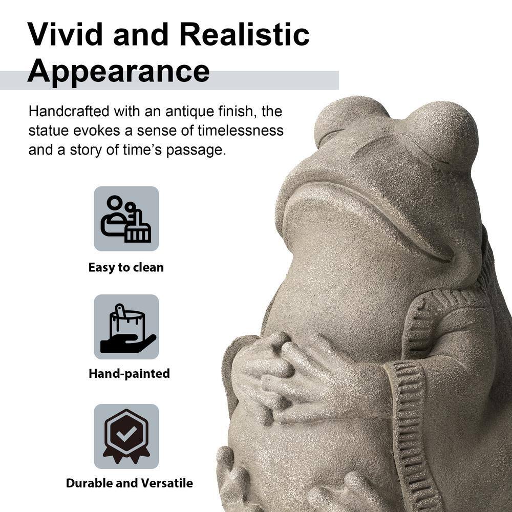 16.75" Gray Faux Concrete Zen-Style Frog Garden Statue