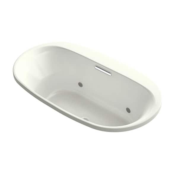 KOHLER Underscore 65 in. Acrylic Oval Drop-in VibrAcoustic Bathtub with Bask and Chromatherapy in Dune