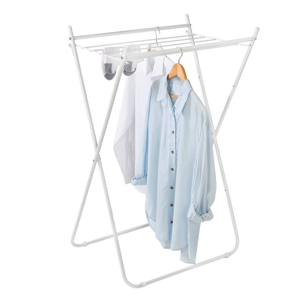 White Steel Collapsible Clothes Drying Rack