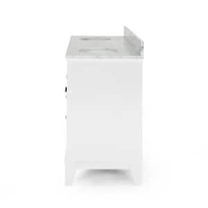 Finlee 60 in. W x 22 in. D Bath Vanity with Carrara Marble Vanity Top in White with White Basin