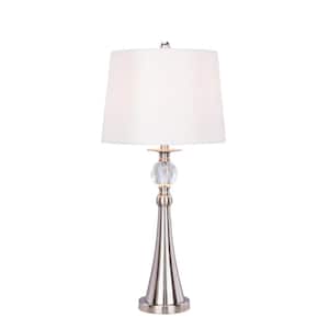 30.75 in. Crystal and Brushed Steel Metal Table Lamp