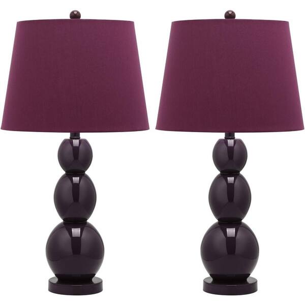 Safavieh Jayne 27.5 in. Dark Purple Three Sphere Glass Lamp (Set of 2)