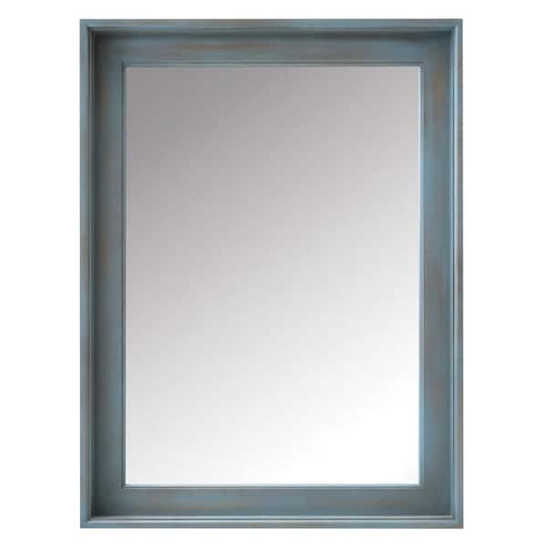 Home Decorators Collection Chennai 24 in. W x 32 in. H Rectangular Wood Framed Wall Bathroom Vanity Mirror in Blue Wash