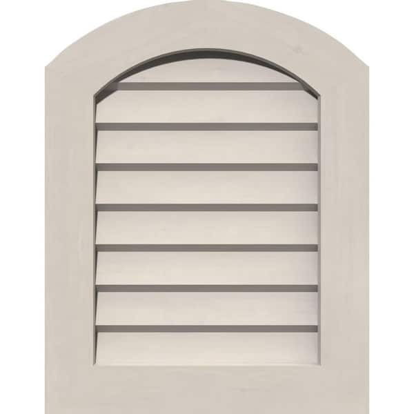 Ekena Millwork 19" x 41" Round Top Primed Smooth Western Red Cedar Wood Paintable Gable Louver Vent Decorative