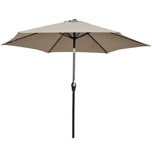 9 ft. Outdoor Market Table Garden Yard Patio Umbrella with Crank 6 Ribsb in Tan