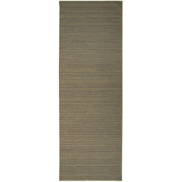 Nourison Washable Essentials Green 2 ft. x 10 ft. All-over design Contemporary Runner Area Rug