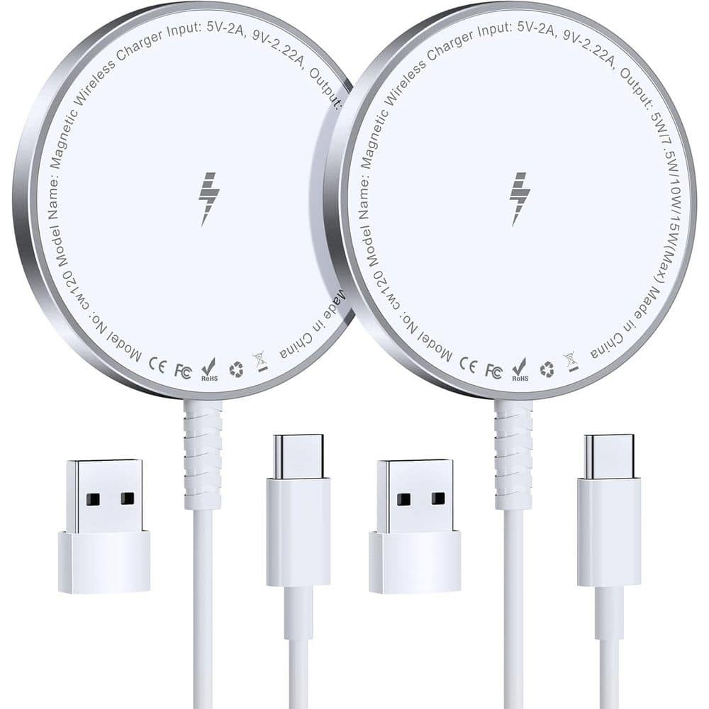 Magnetic Wireless Charger Fast Charging Pad for IOS and Android, 2-Pack price history on PriceWatchPro