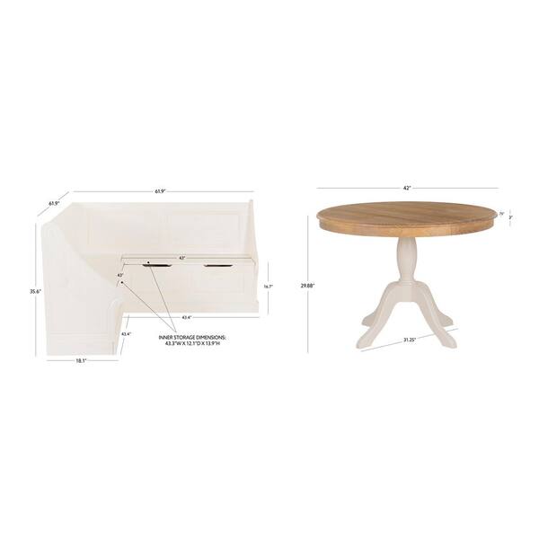 カットソー(長袖/七分) BED&amp;BREAKFAST - BED&amp;BREAKFAST Linon Home Decor Rockhill 2-Piece L-Shaped White and Natural