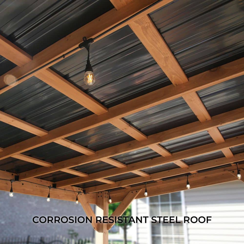 Arcadia Cedar and Steel Slope Roof Gazebo, 12' x 9.5'