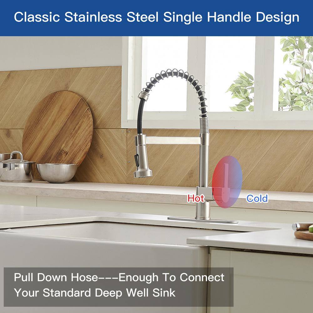 Brushed Nickel Pull-Down Single Handle Kitchen Faucet