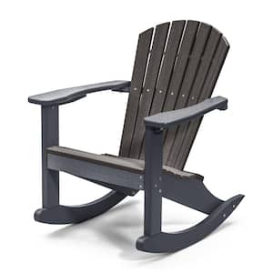 Classic Coastal Gray Rocking Wood Adirondack Chair