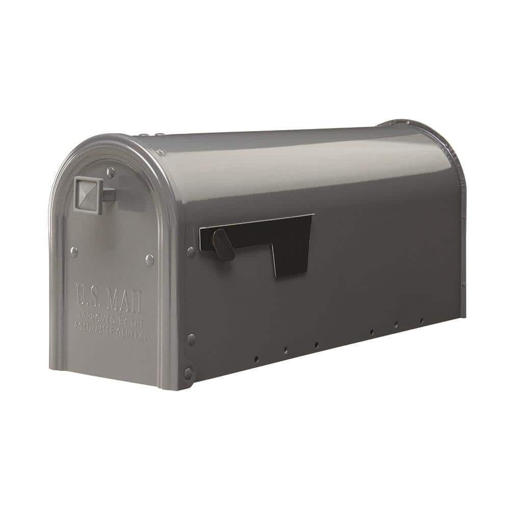PostMount Mailboxes Architectural Mailboxes 79002BR Mapleton Post Mount Black with Red Flag