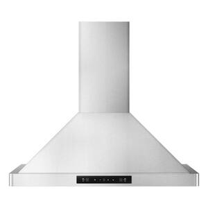 30 in. Ducted Wall Mounted Stainless Steel Range Hood with One Motor; LED Screen Finger Touch Control, Silver