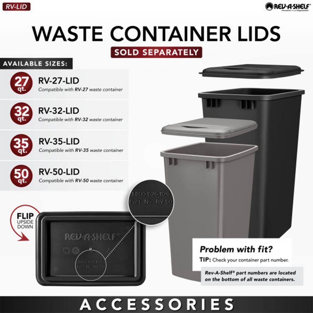 Gray Plastic Pull-Out Kitchen Trash Bin Set, 35 Quart, 2 Pack