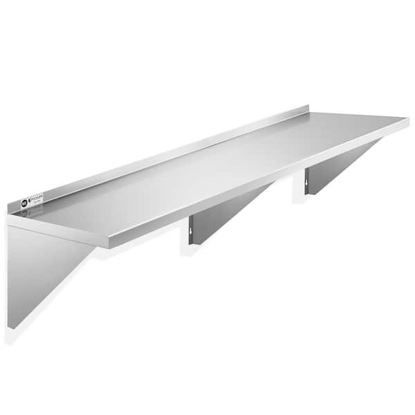 72 in. W x 12 in. D Stainless Steel Wall Mounted Shelf, Restaurant, Kitchen, Laundry, NSF Certified Garage Wall Shelf
