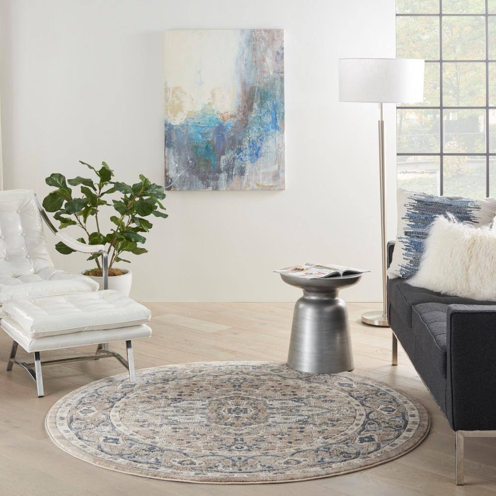 Concerto Beige and Gray Round Persian Area Rug