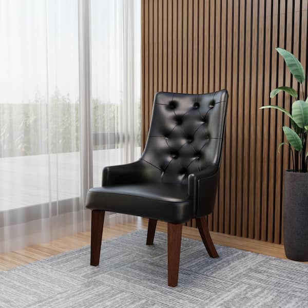 Upholstered Dining Chair with Diamond-Tufted Back with Rubberwood Legs Spruce Collection (Set of 2) in Charcoal Grey
