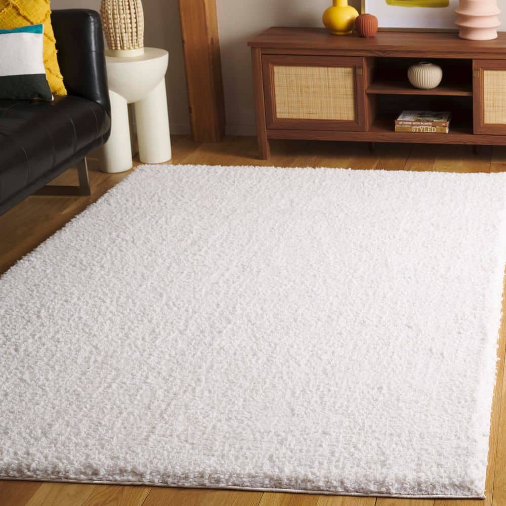 Rumi Shag 9 ft. x 12 ft. Ivory Modern Solid Area Rug