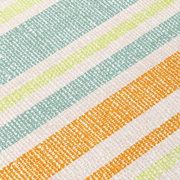Orange 10 ft. x 14 ft. Woven Striped Polyester Rectangle Indoor/Outdoor Area Rug