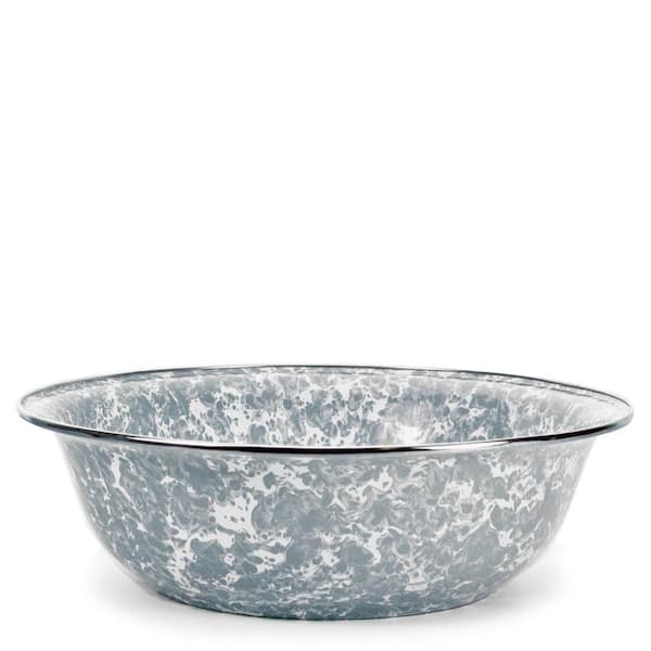 Golden Rabbit Grey Swirl 4 qt. Enamelware Round Serving Bowl