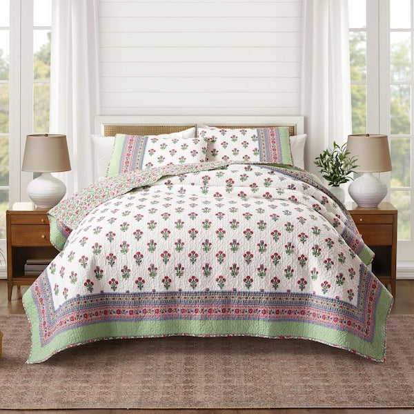 Modern Heirloom Serena 3-Piece Multi-Colored Floral Cotton King Quilt Set