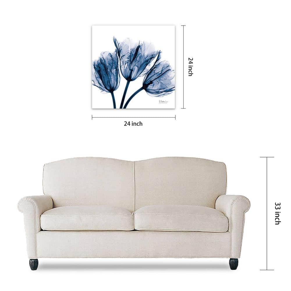 Empire Art Direct Blue Tulip X-Ray Floral Tempered Glass Art Print