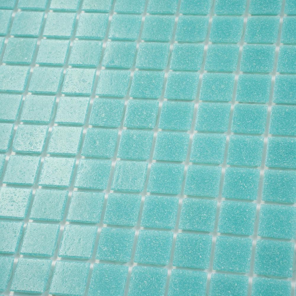 Neon Aqua Green 12" x 12" Iridescent Glass Mosaic Tile