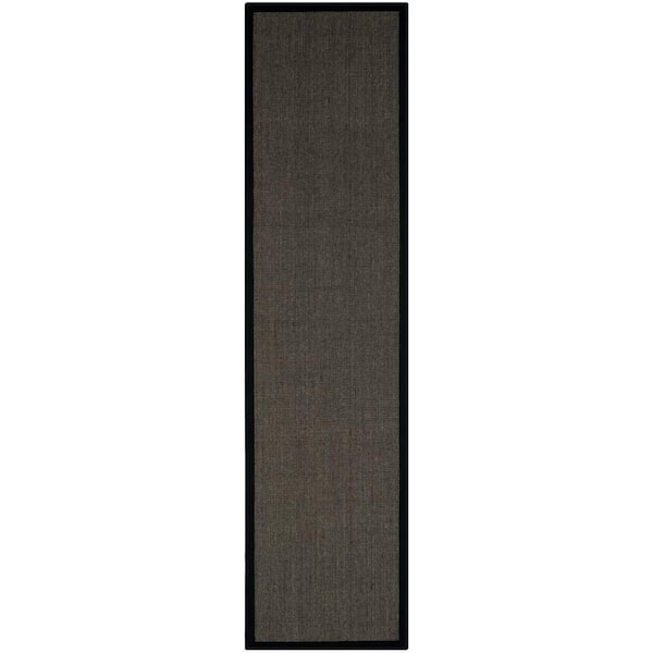 Natural Fiber Charcoal 3 ft. x 14 ft. Border Runner Rug