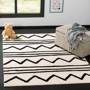 Kids Ivory/Black Doormat 3 ft. x 5 ft. Geometric Area Rug