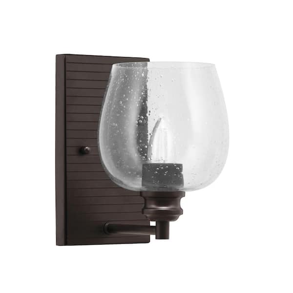 Unbranded Albany 1-Light Espresso 6 in. Wall Sconce with Smoke Bubble Glass Shade