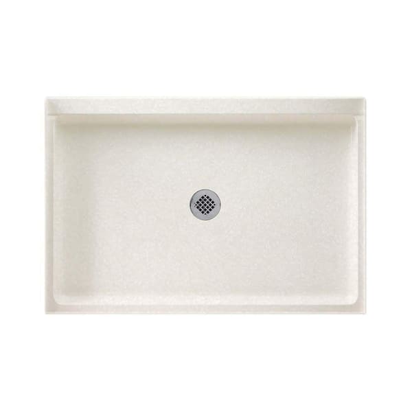Swan 32 in. x 48 in. Solid Surface Single Threshold Center Drain Shower Pan in Tahiti White