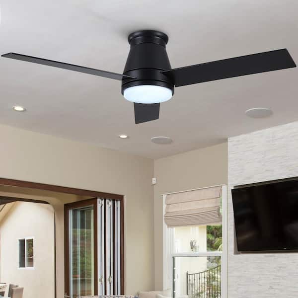 Light Pro 48 in. Indoor Black Ceiling Fan with Remote Control, 6 Speed, Dimmable, Reversible DC Motor and-Light