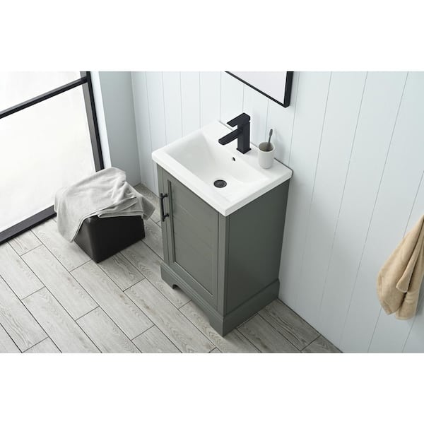 Vanity Art Vannes 20 in. W x 16 in. D x 34.5 in. H Single Sink Bathroom Vanity in Vintage Green with Ceramic Top