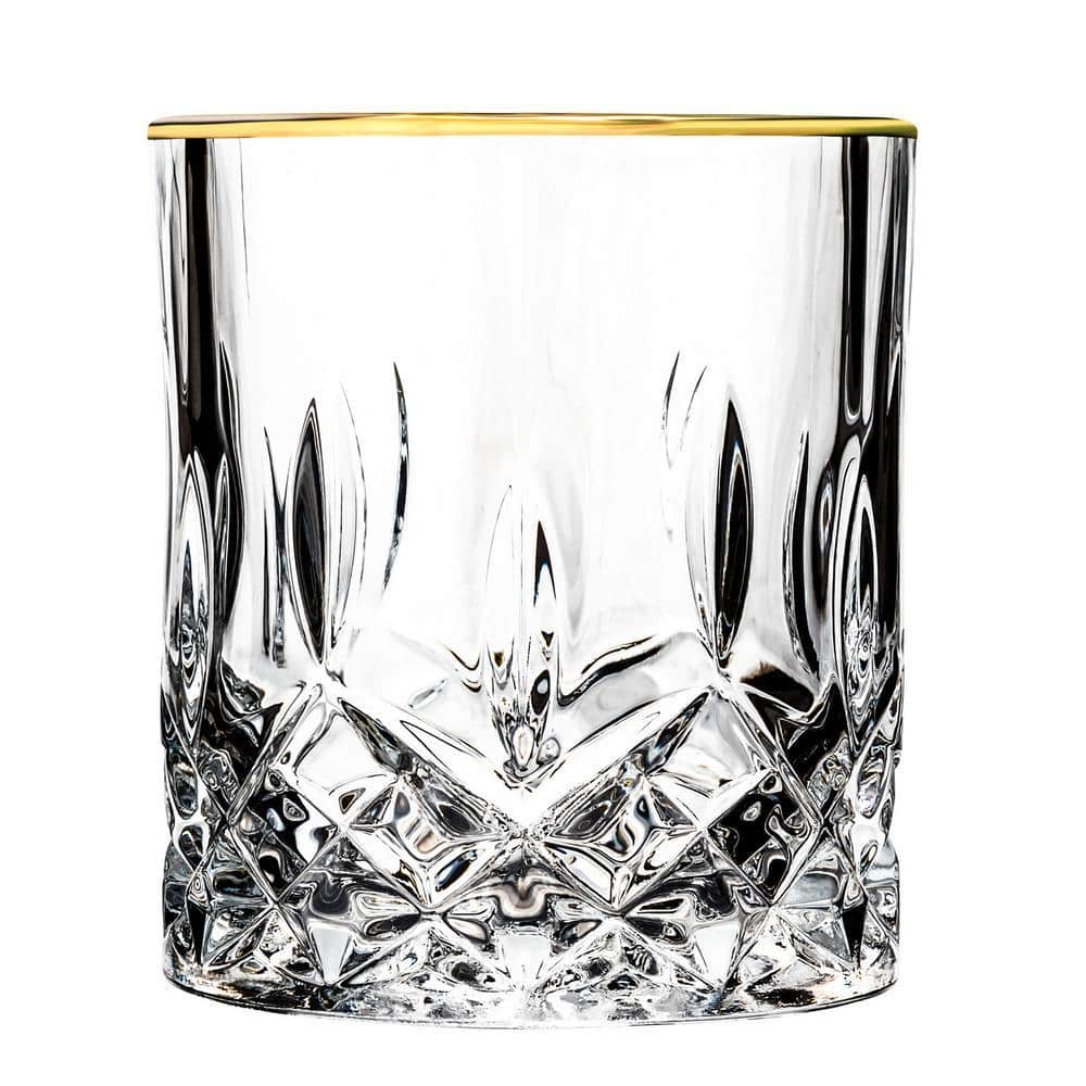 Lorren Home Trends Opera Gold Rim 9 fl. oz. Rocks Glass Set (4