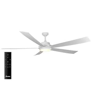 Pleasanton 72 in. Dimmable Integrated LED Indoor/Outdoor Matte White Ceiling Fan, Remote, 6 Speeds, Reversible Motor