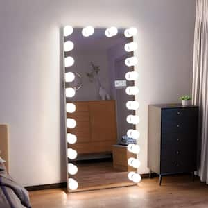 31.5 in. W x 69 in. H Rectangle Framed Full-Length Vanity with LED Light Wall Mounted Large Bathroom Vanity Mirror