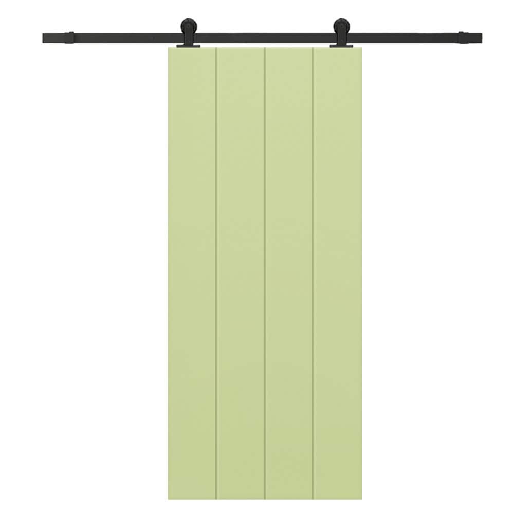 30 in. x 84 in. Sage Green Painted Composite MDF Paneled Interior Sliding Barn Door with Hardware Kit price history on PriceWatchPro