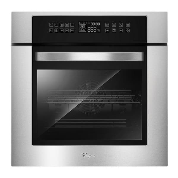 Empava 24 in. Single Electric Wall Oven 10 Cooking Functions with Rotisserie and Convection Touch Control in Stainless Steel